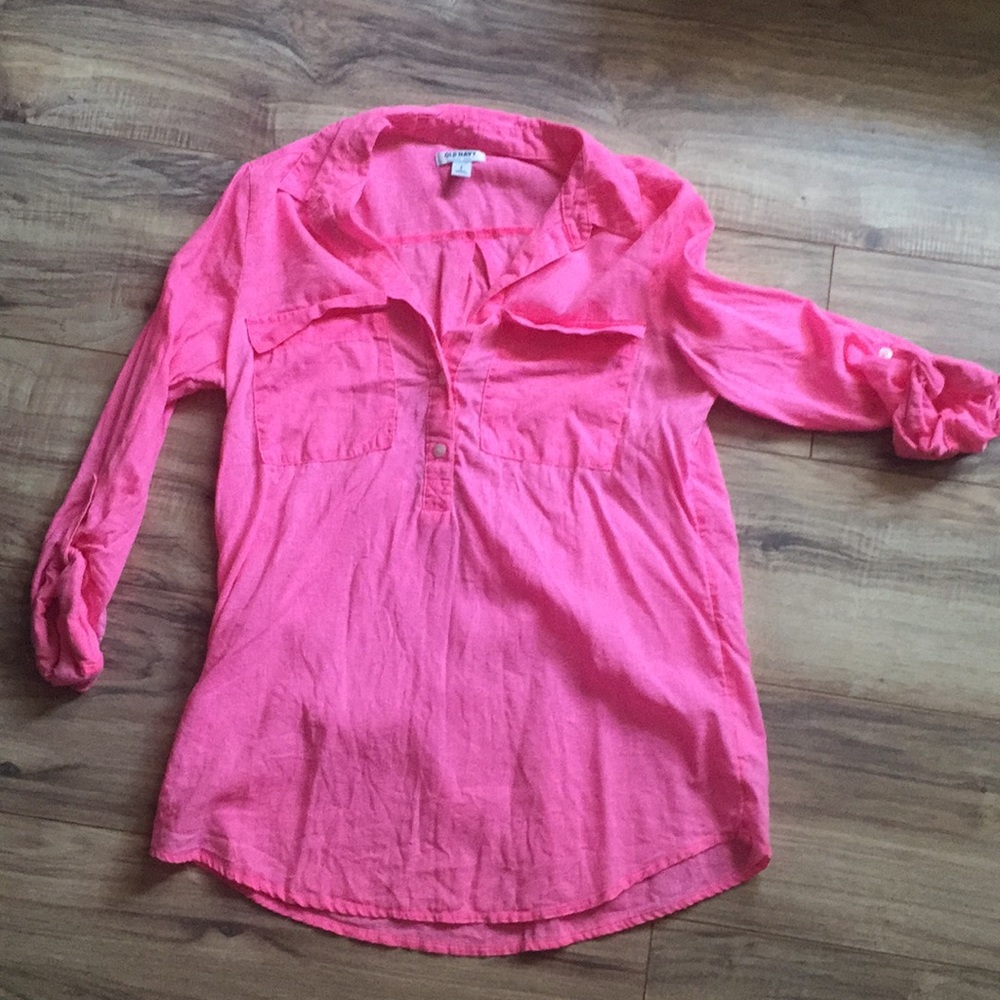 Hot pink linen shirt 💖